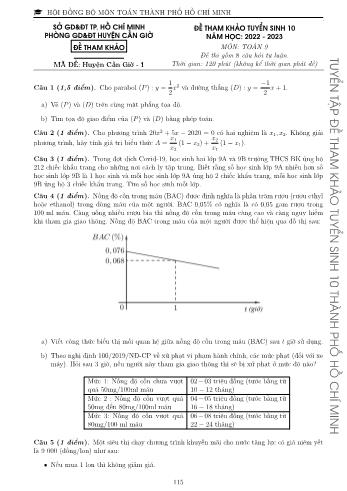 Đề tham khảo tuyển sinh Lớp 10 năm học 2022-2023 môn Toán - Mã đề Huyện Cần Giờ 1