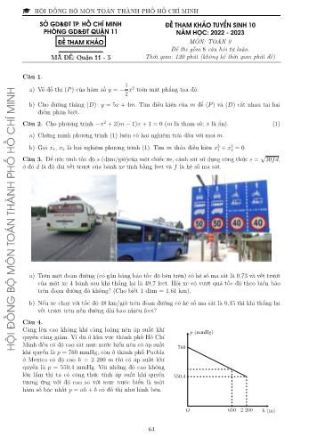 Đề tham khảo tuyển sinh Lớp 10 năm học 2022-2023 môn Toán - Mã đề Quận 11-3