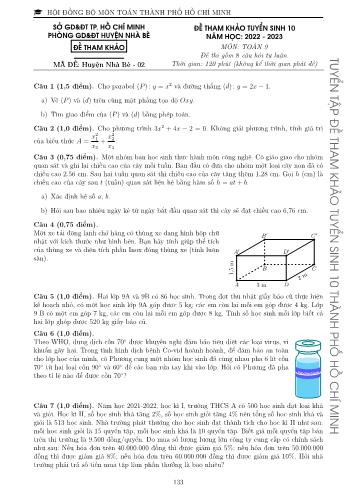 Đề tham khảo tuyển sinh Lớp 10 năm học 2022-2023 môn Toán - Mã đề Huyện Nhà Bè 2