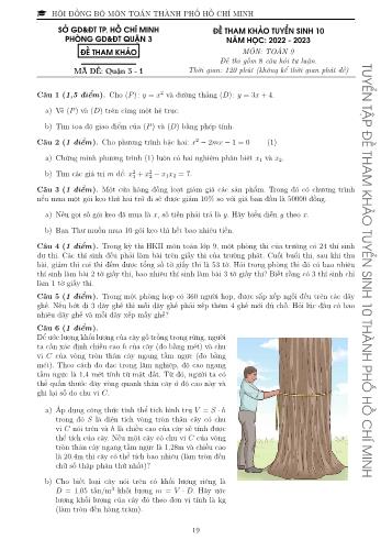 Đề tham khảo tuyển sinh Lớp 10 năm học 2022-2023 môn Toán - Mã đề Quận 3-1