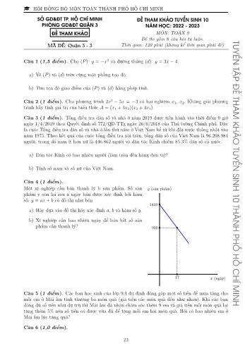 Đề tham khảo tuyển sinh Lớp 10 năm học 2022-2023 môn Toán - Mã đề Quận 3-3