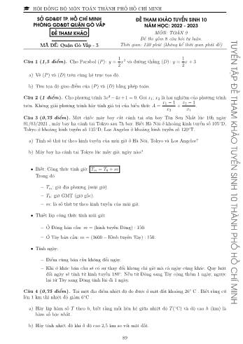 Đề tham khảo tuyển sinh Lớp 10 năm học 2022-2023 môn Toán - Mã đề Quận Gò Vấp 3