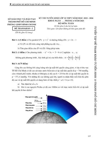 Đề tham khảo tuyển sinh Lớp 10 năm học 2023-2024 môn Toán - Đề tham khảo 2 - PGD&ĐT Bình Chánh