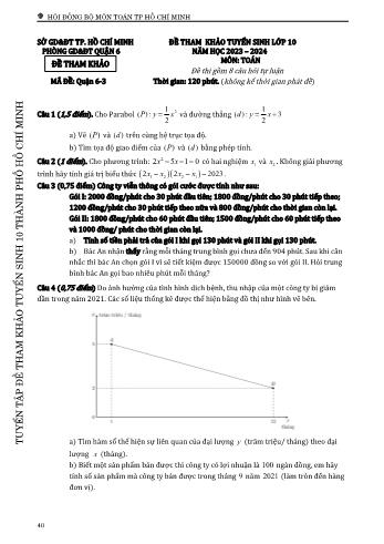 Đề tham khảo tuyển sinh Lớp 10 năm học 2023-2024 môn Toán - Mã đề Quận 6-3