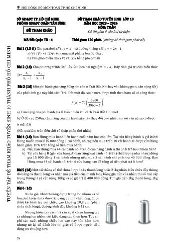 Đề tham khảo tuyển sinh Lớp 10 năm học 2023-2024 môn Toán - Mã đề Quận TB 4