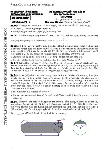 Đề tham khảo tuyển sinh Lớp 10 năm học 2023-2024 môn Toán - Mã đề Quận PN 1