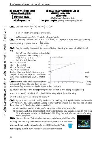 Đề tham khảo tuyển sinh Lớp 10 năm học 2023-2024 môn Toán - Mã đề Quận 11-2