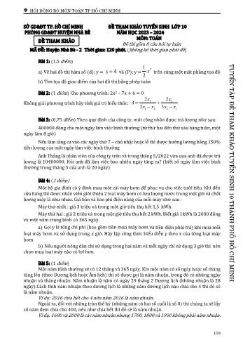 Đề tham khảo tuyển sinh Lớp 10 năm học 2023-2024 môn Toán - Mã đề Huyện Nhà Bè 2