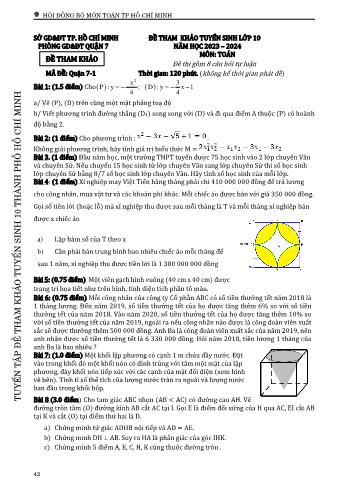 Đề tham khảo tuyển sinh Lớp 10 năm học 2023-2024 môn Toán - Mã đề Quận 7-1