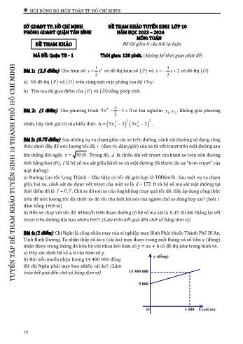 Đề tham khảo tuyển sinh Lớp 10 năm học 2023-2024 môn Toán - Mã đề Quận TB 1