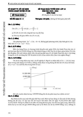 Đề tham khảo tuyển sinh Lớp 10 năm học 2023-2024 môn Toán - Mã đề Quận CC 3