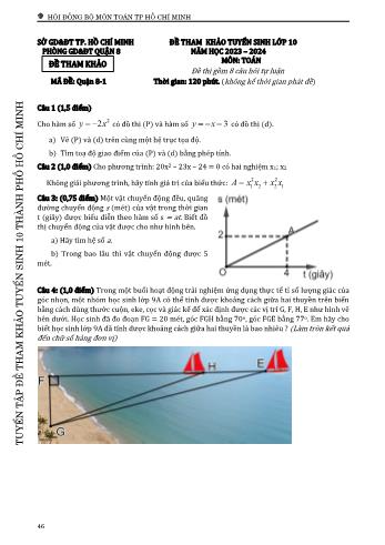 Đề tham khảo tuyển sinh Lớp 10 năm học 2023-2024 môn Toán - Mã đề Quận 8-1