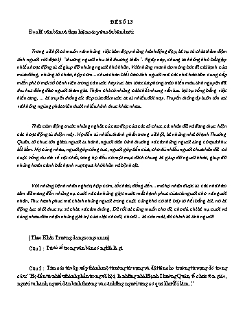 Đề đọc hiểu ôn thi vào Lớp 10 môn Ngữ văn - Đề số 13 (Có đáp án)