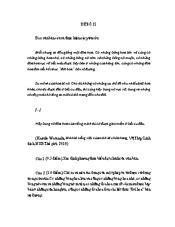 Đề đọc hiểu ôn thi vào Lớp 10 môn Ngữ văn - Đề số 21 (Có đáp án)