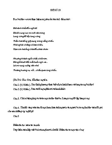 Đề đọc hiểu ôn thi vào Lớp 10 môn Ngữ văn - Đề số 29 (Có đáp án)