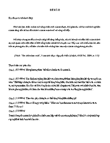 Đề đọc hiểu ôn thi vào Lớp 10 môn Ngữ văn - Đề số 33 (Có đáp án)