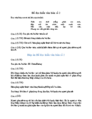 Đề đọc hiểu thi vào Lớp 10 môn Ngữ văn - Đề số 2 (Có đáp án)