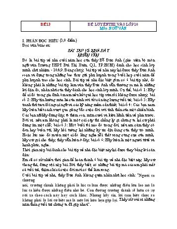 Đề luyện thi vào Lớp 10 môn Ngữ văn - Đề 13 (Có đáp án)