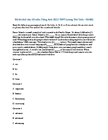 Đề thi thử vào Lớp 10 môn Tiếng Anh - Năm học 2022-2023 - Trường THPT Lương Thế Vinh (Có đáp án)