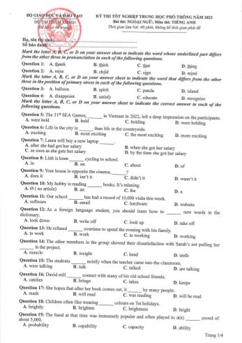 Kỳ thi Tốt nghiệp THPT môn Tiếng Anh - Năm học 2023-2024