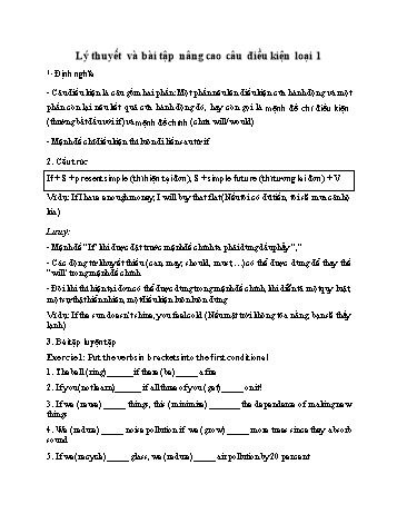 Lý thuyết và bài tập nâng cao môn Tiếng Anh - Câu điều kiện loại 1 (Có đáp án)
