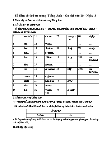 Ôn thi vào Lớp 10 môn Tiếng Anh - Số đếm số thứ tự (Có đáp án)