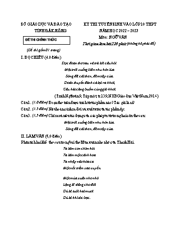 Kỳ thi tuyển sinh vào Lớp 10 THPT Ngữ văn - Năm học 2022-2023 - Sở GD&ĐT Đăk Nông (Có hướng dẫn chấm)