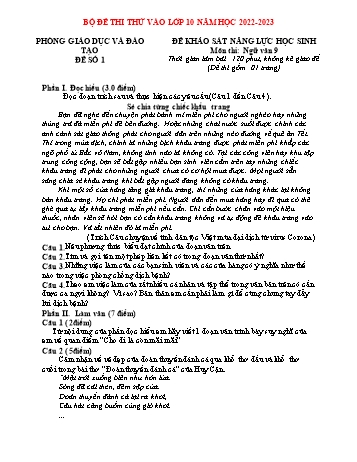 50 Đề thi thử vào Lớp 10 THPT môn Ngữ văn - Năm học 2022-2023