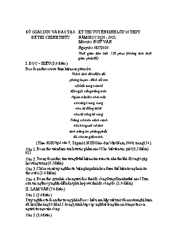 Đề thi tuyển sinh Lớp 10 THPT môn Ngữ văn - Năm học 2020-2021 - Sở GD và ĐT Bình Dương (Có đáp án)