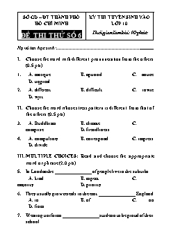 Đề thi thử tuyển sinh vào Lớp 10 THPT môn Tiếng Anh - Đề số 6 - Sở GD và ĐT Thành phố Hồ Chí Minh (Có đáp án)