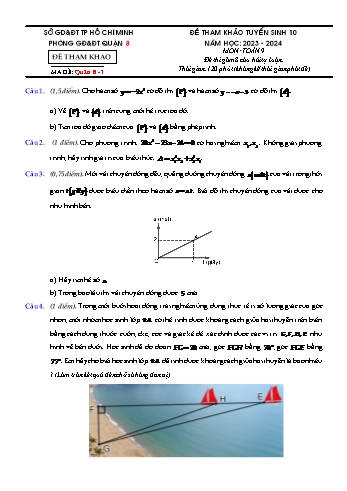 Bộ đề tham khảo tuyển sinh vào Lớp 10 THPT môn Toán - Năm học 2023-2024 - Phòng GD và ĐT Quận 8 (Có đáp án)