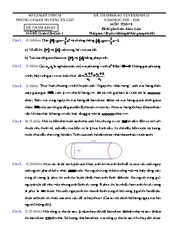 Bộ đề tham khảo tuyển sinh vào Lớp 10 THPT môn Toán - Năm học 2023-2024 - Phòng GD và ĐT Cần Giờ (Có đáp án)